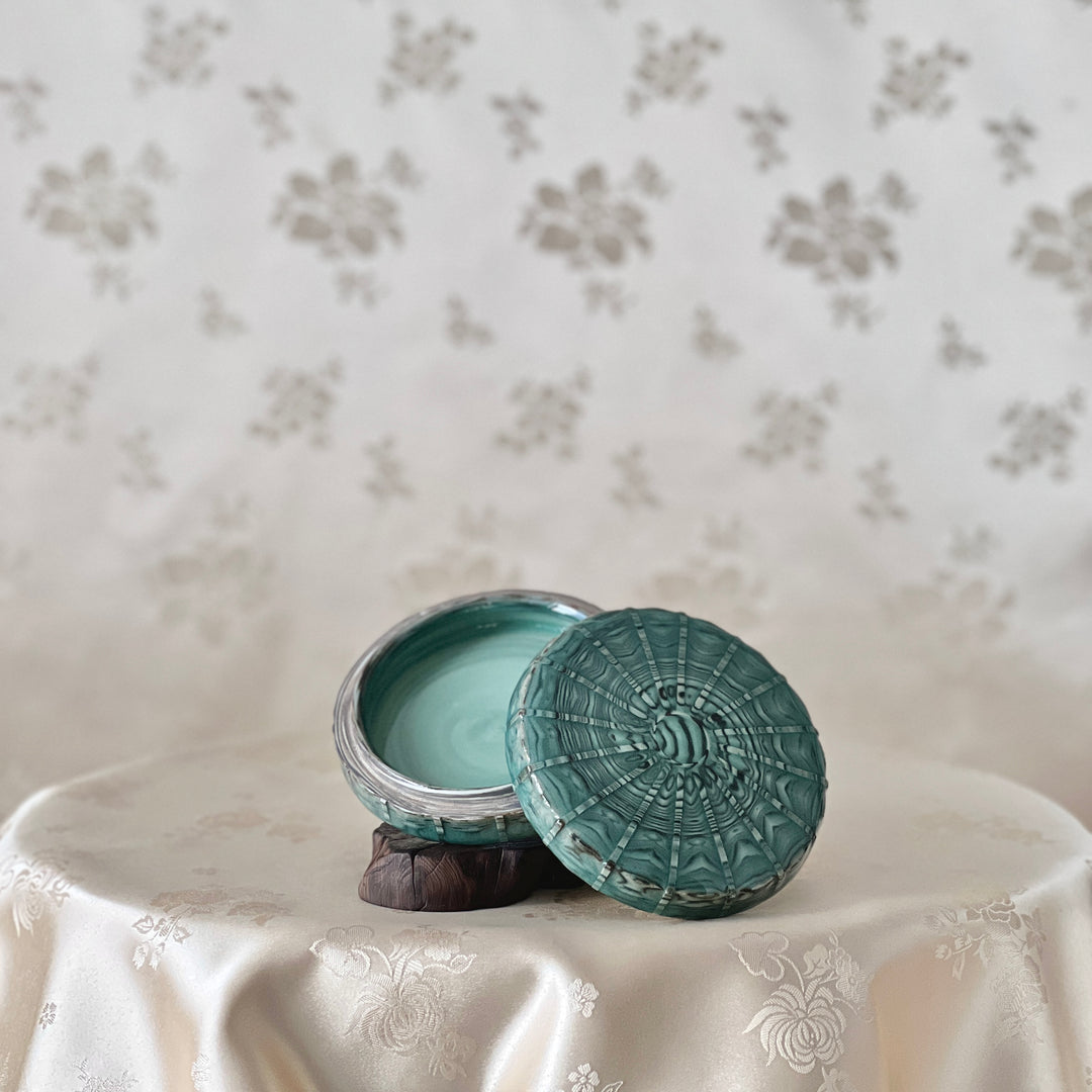 Celadon Covered Box with Mixed Clay (Marble) Design