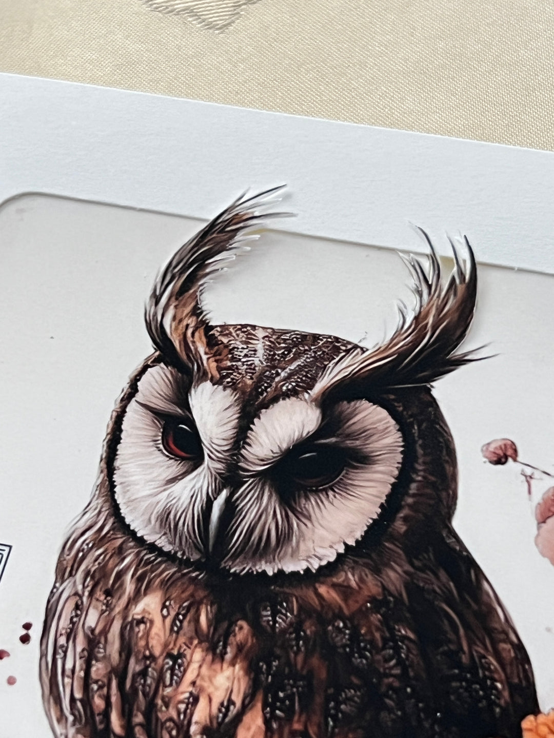 Korean style painting post card with story - owl gwi