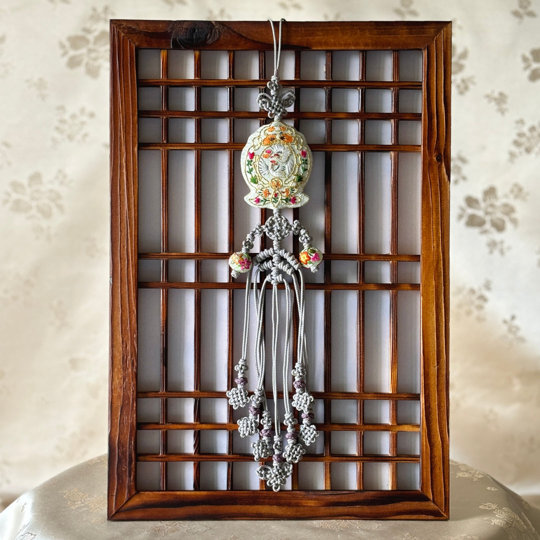 Knot Norigae with Double Crane Pattern for Luck, with Frame Option