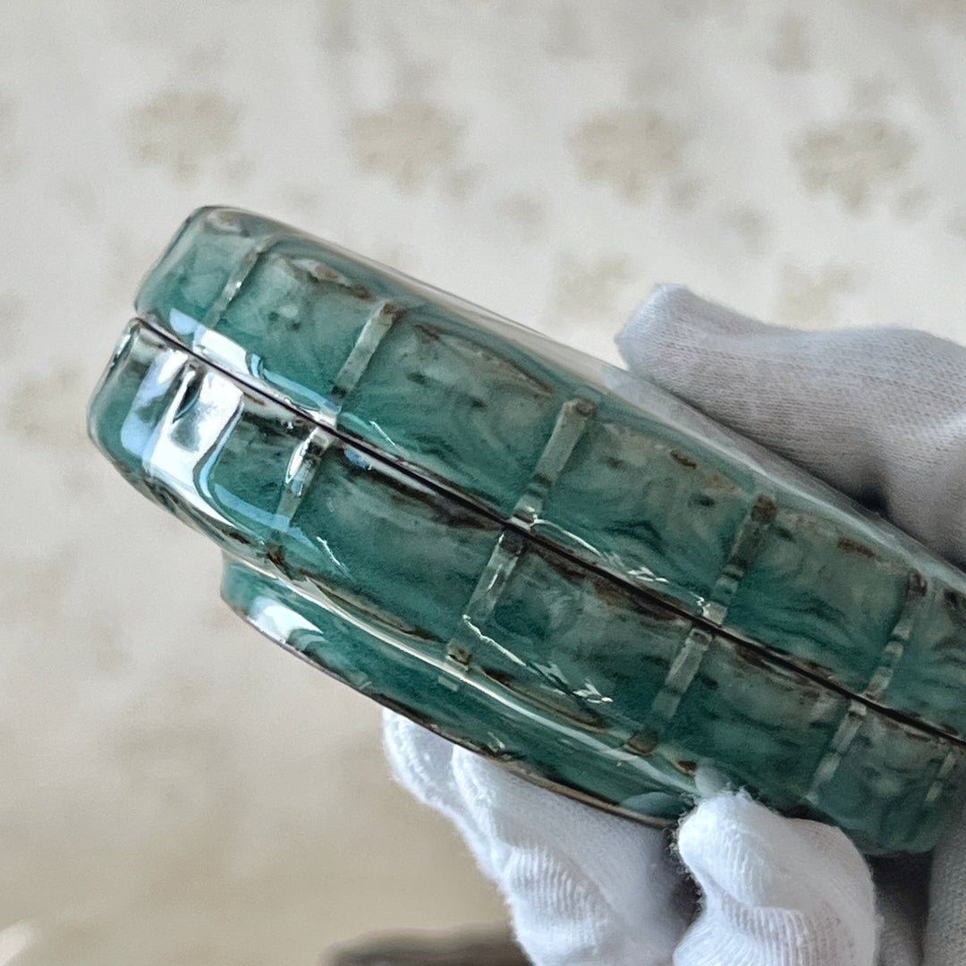 Celadon Covered Box with Mixed Clay (Marble) Design