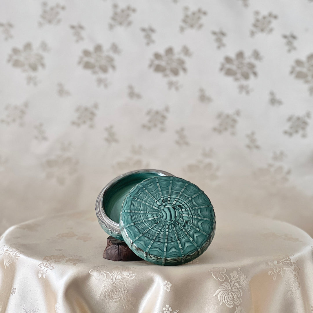 Celadon Covered Box with Mixed Clay (Marble) Design