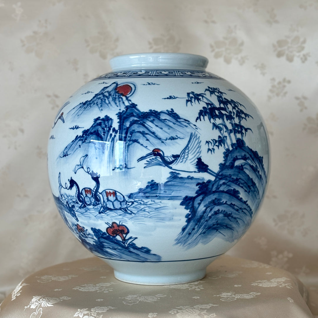 White Porcelain Vase with Pattern of Longevity Symbols