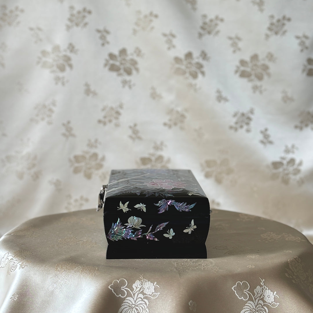 Mother of Pearl Letter or Jewelry Box with Butterfly & Peony Pattern