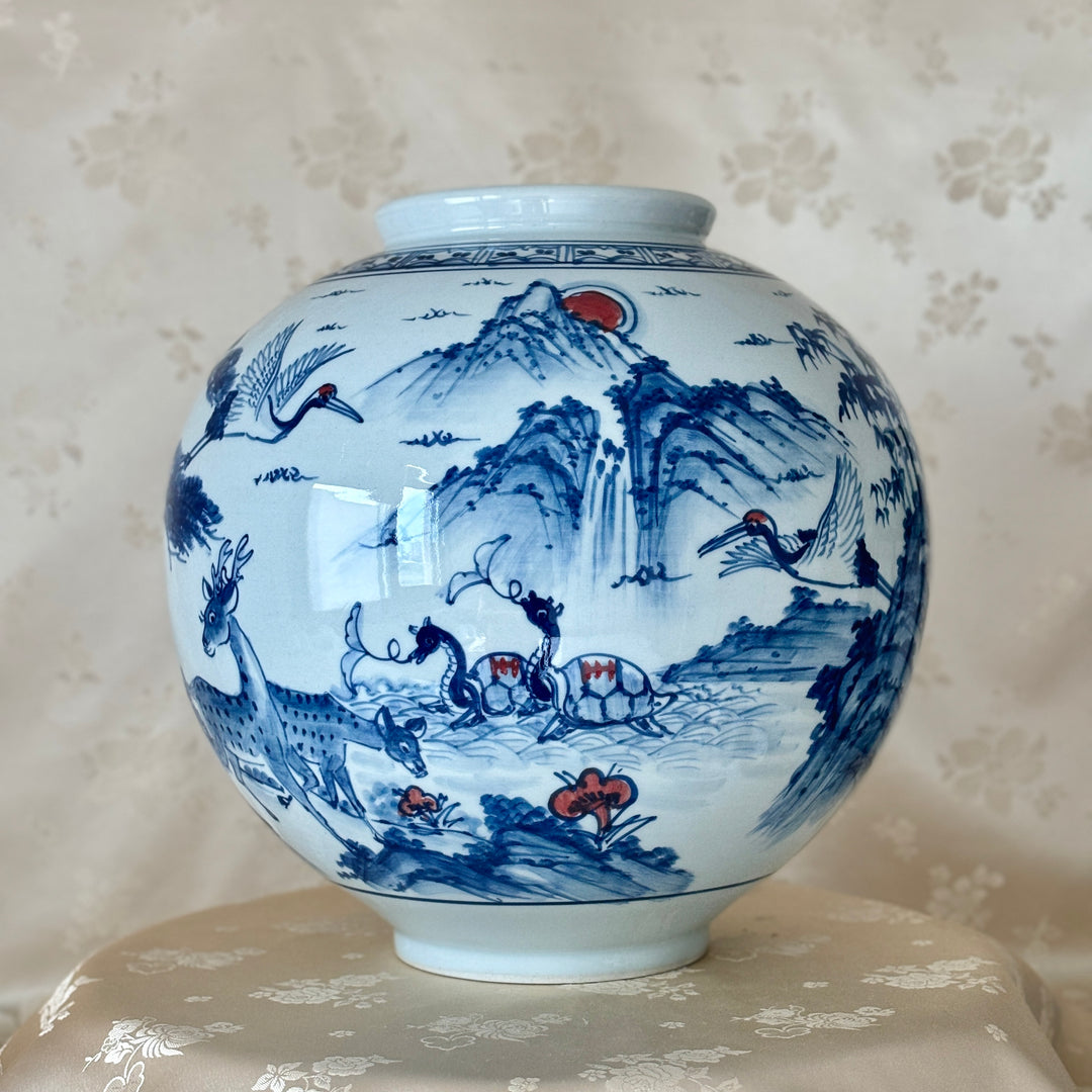 White Porcelain Vase with Pattern of Longevity Symbols