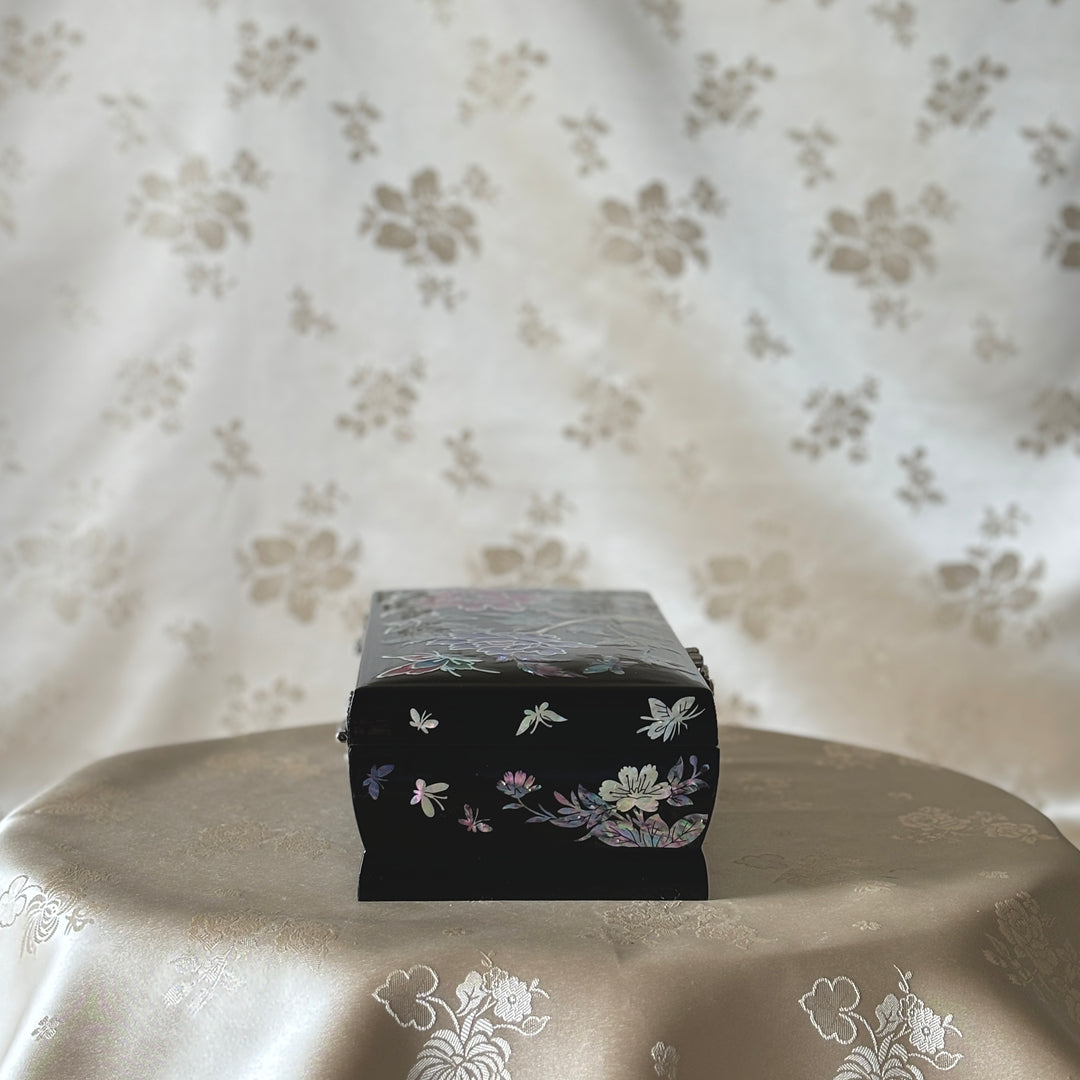 Mother of Pearl Letter or Jewelry Box with Butterfly & Peony Pattern