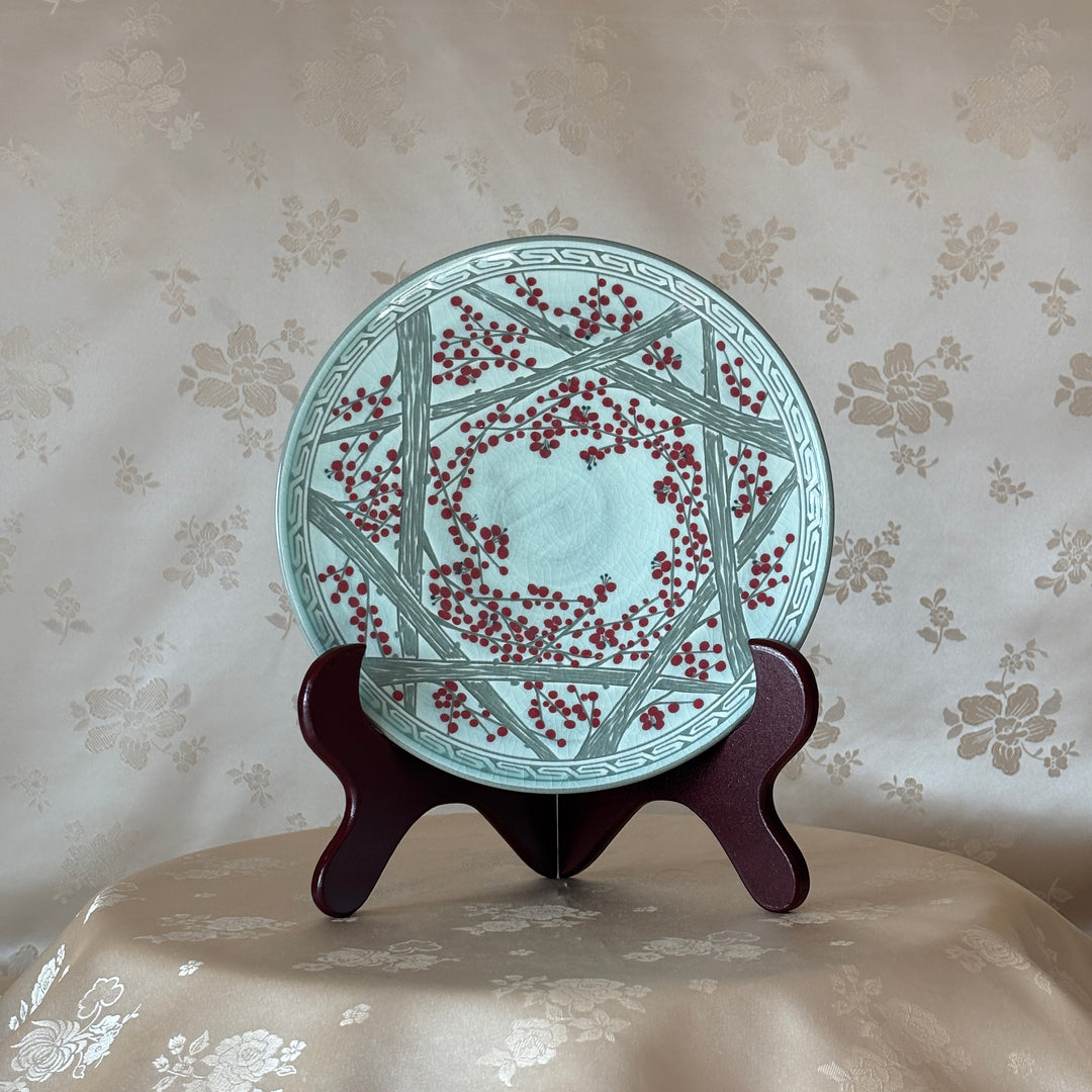 Limited edition Celadon Plate with Inlaid plum blossom