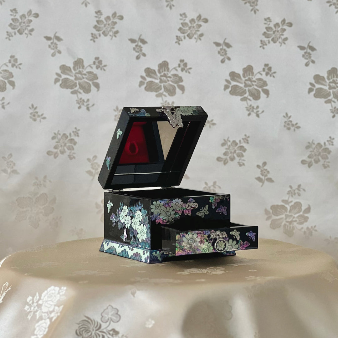 Mother of Pearl  Wooden Jewelry Box with Butterfly and Flower Pattern (자개 호접 화문 보석함)