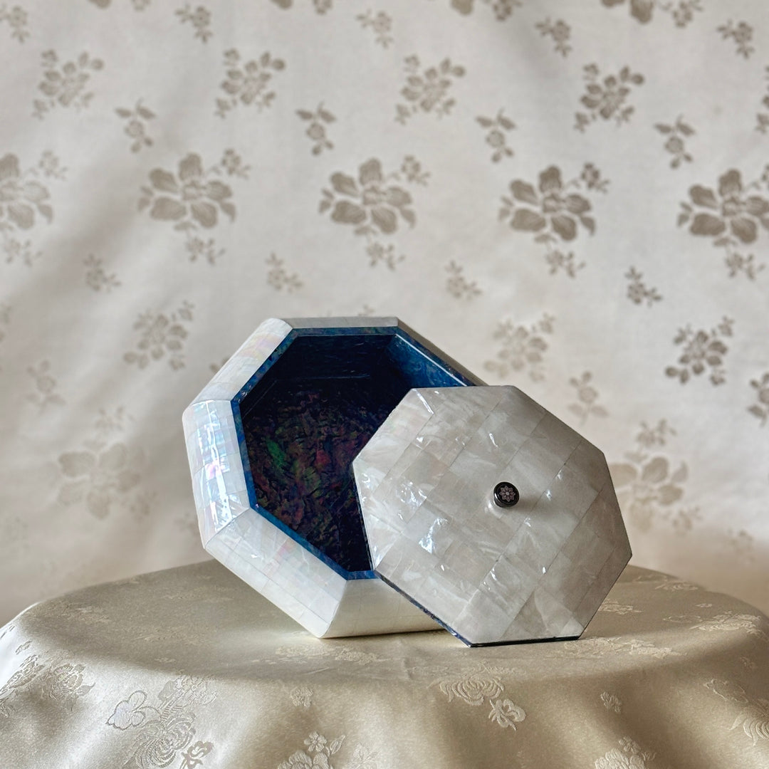 White Mother of Pearl Octagon Jewelry Box