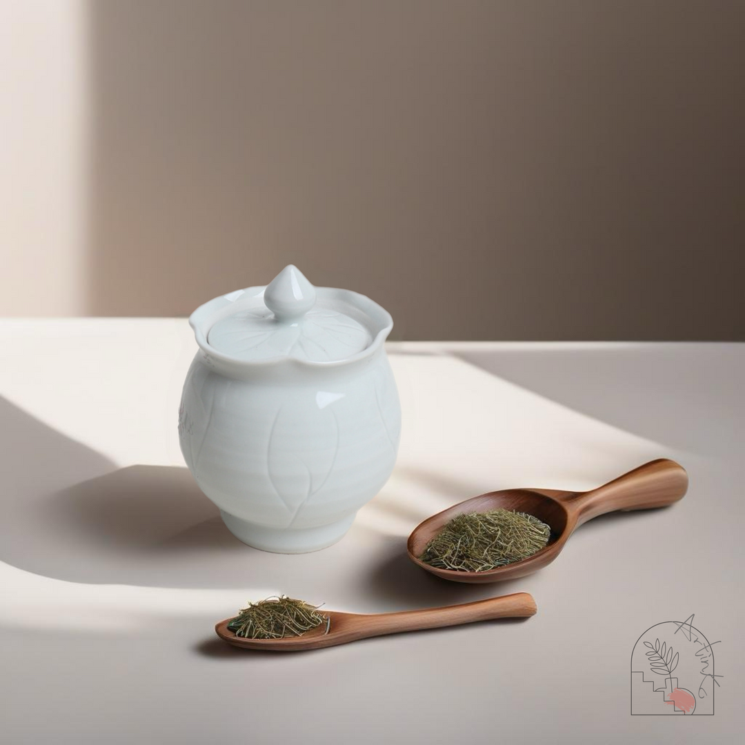 White Porcelain Tea Caddy with Lotus Leaf Design