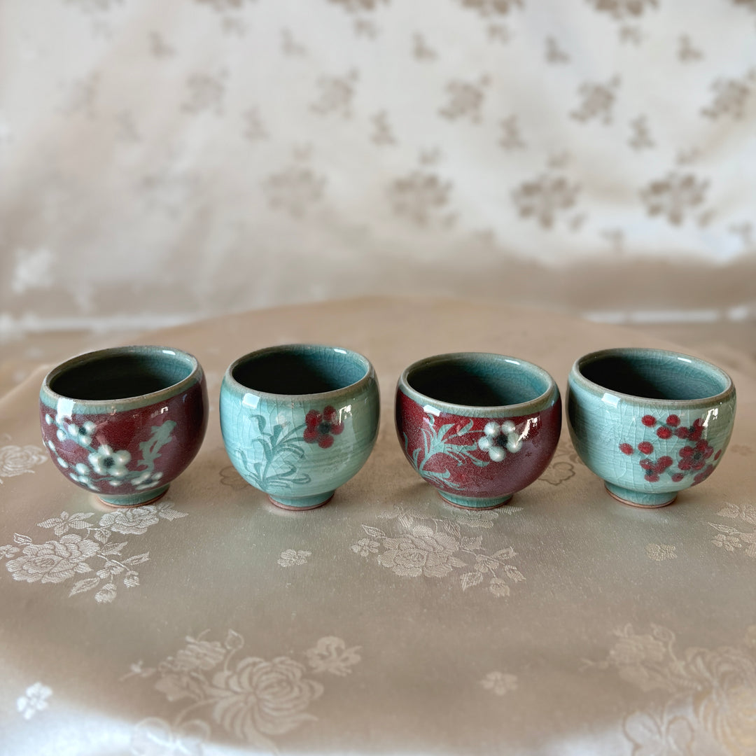 Celadon Cup Set with Distinct Color Inlays