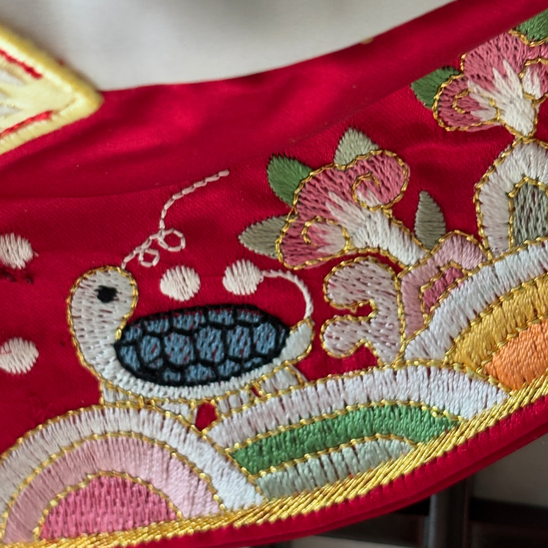 Embroidered Longevity Symbol Five-Colored Lucky Pouch