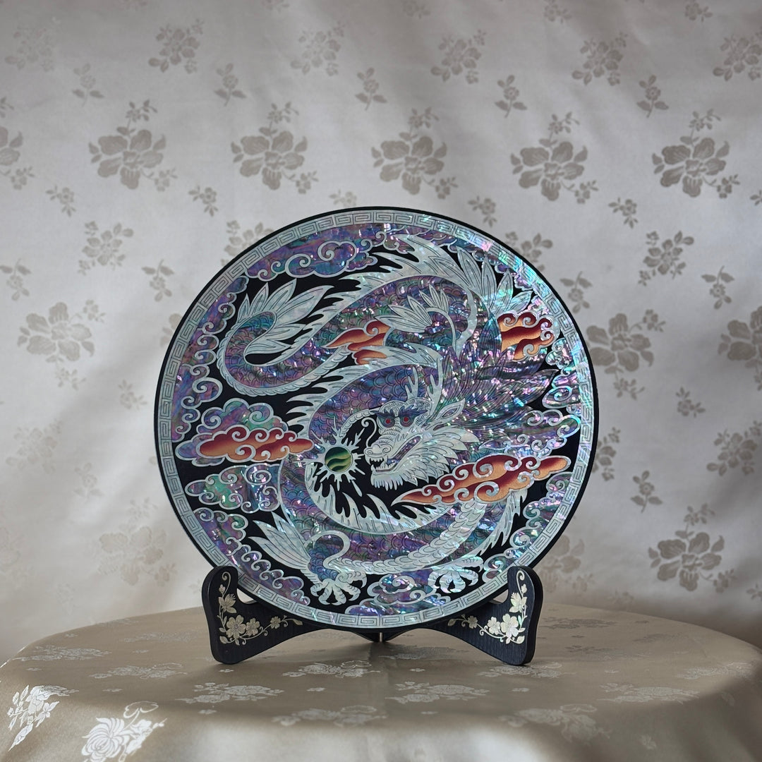 Mother of Pearl Lacquerware Plate with Dragon Motif