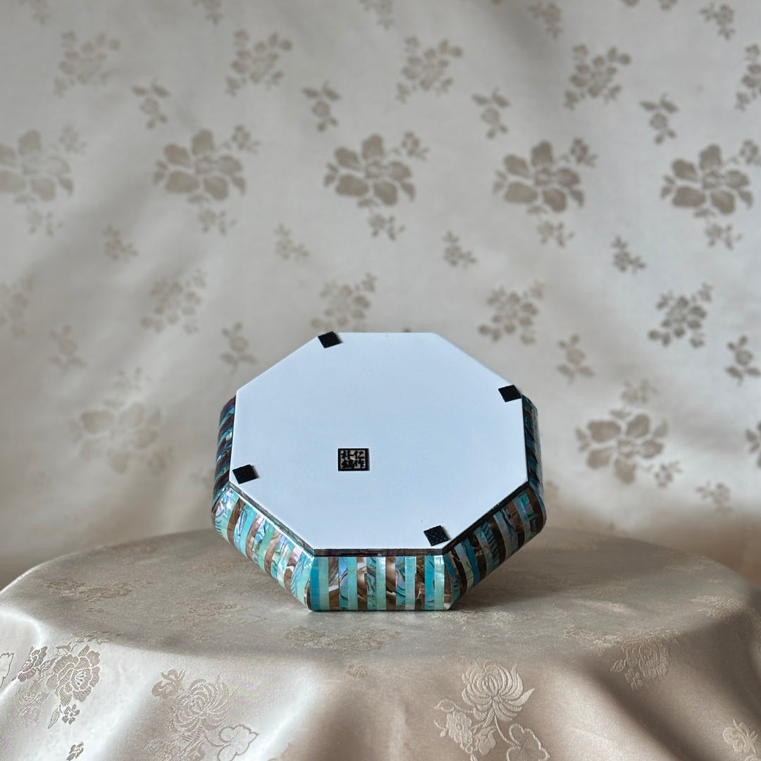 Mother of Pearl Octagon Jewelry Box with Mosaic Design