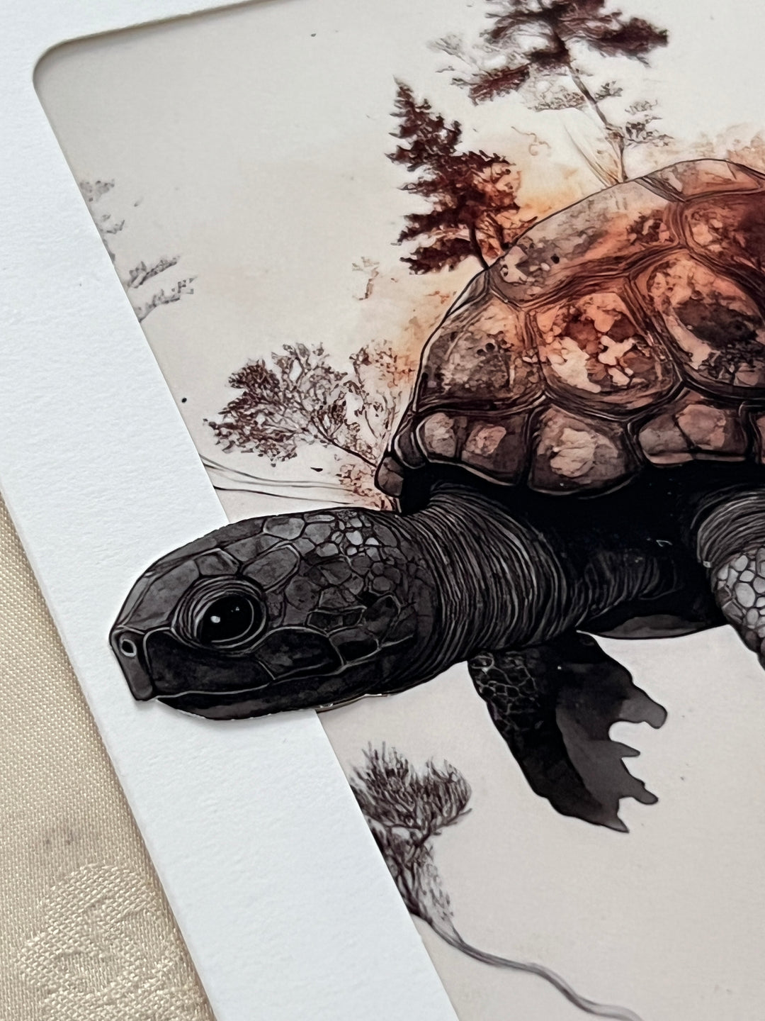 Korean style painting post card with story - turtle