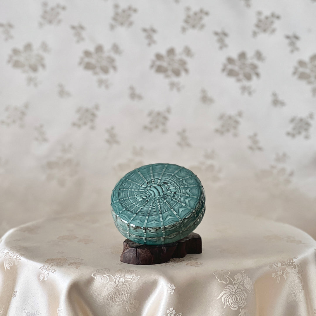 Celadon Covered Box with Mixed Clay (Marble) Design