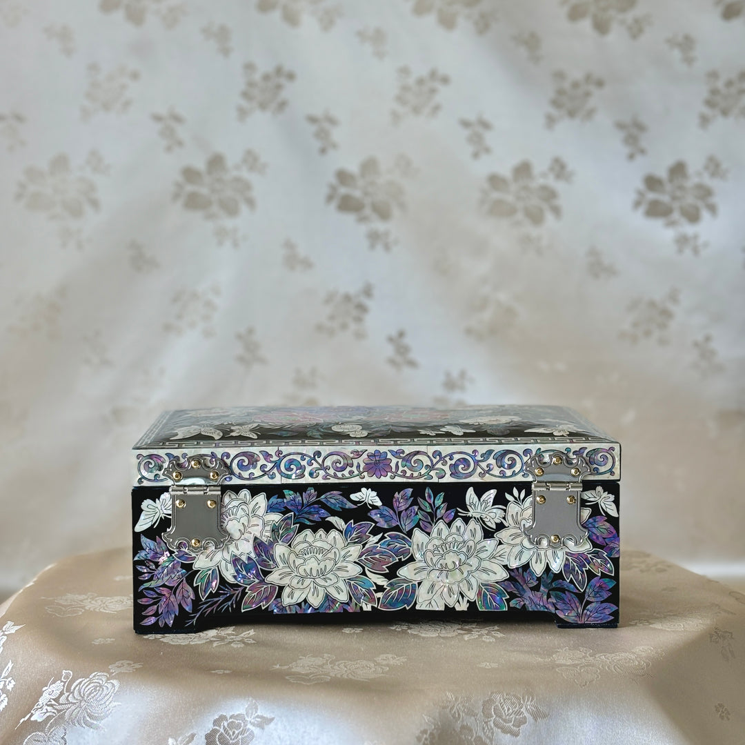 Mother of Pearl Jewelry Box with Butterfly and Peony Pattern