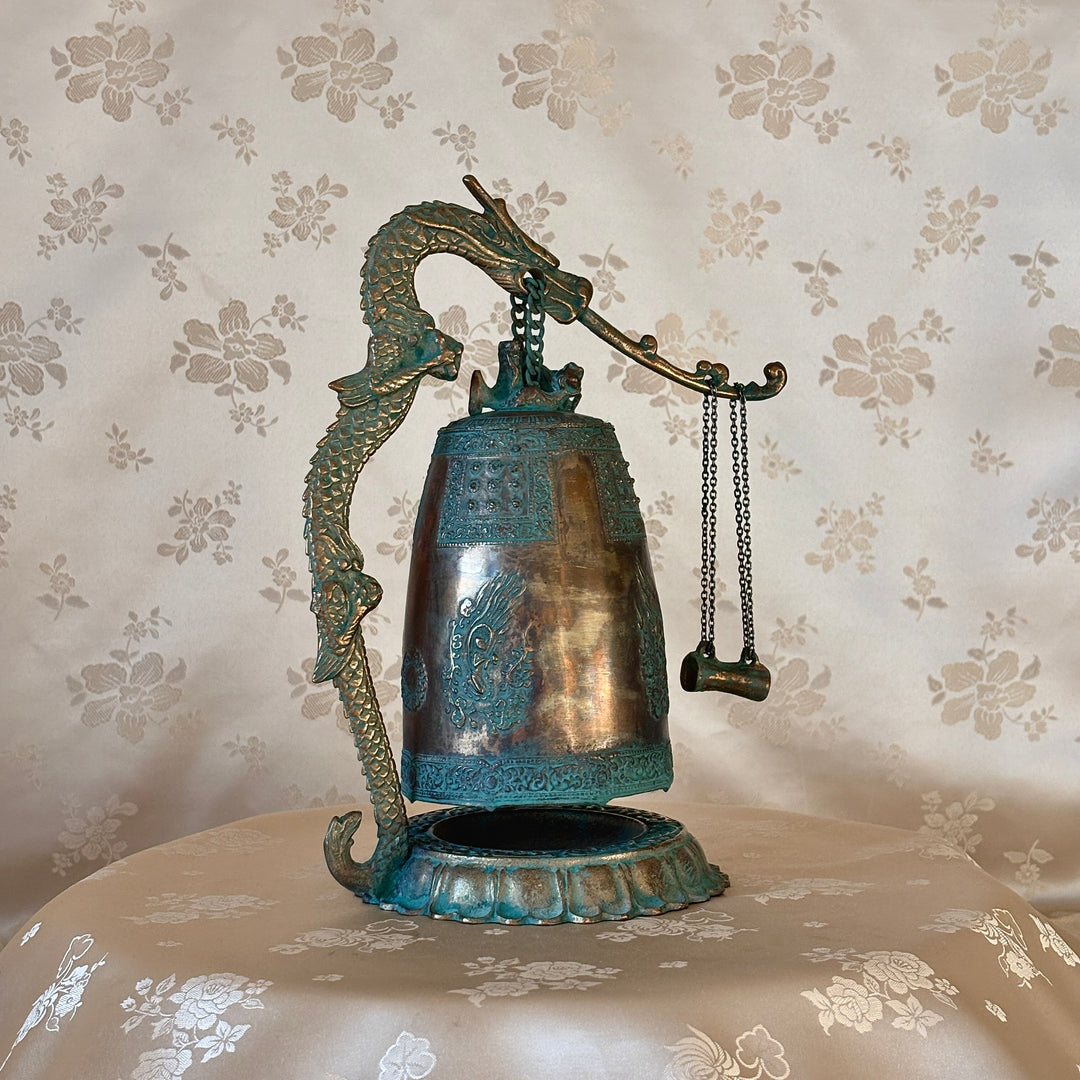 Miniature Replica of the Bell of King Seongdeok in Patinated Green (Large Size)