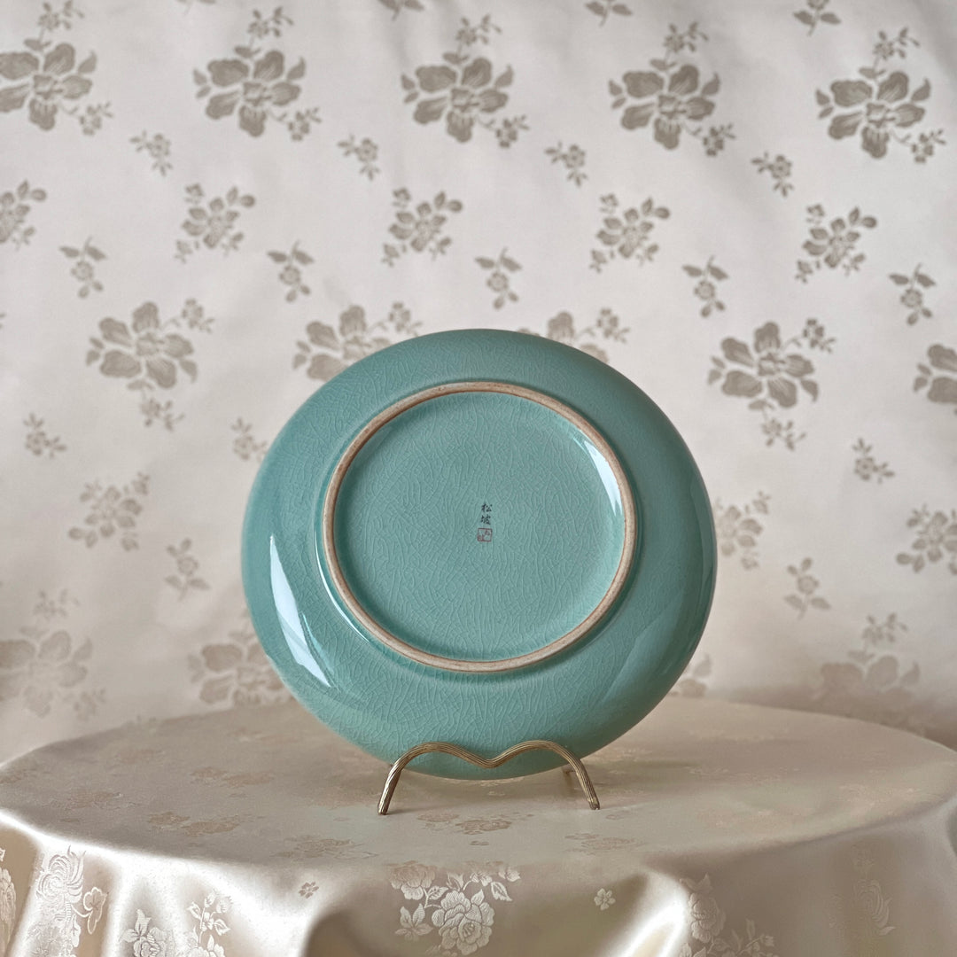 Celadon Plate Set with Inlaid Crane Motif