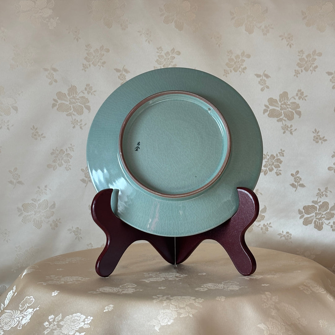 Limited edition Celadon Plate with Inlaid plum blossom