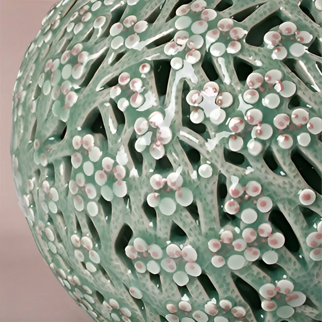 Celadon Double-Wall Openwork Vase with Plum Blossom Pattern