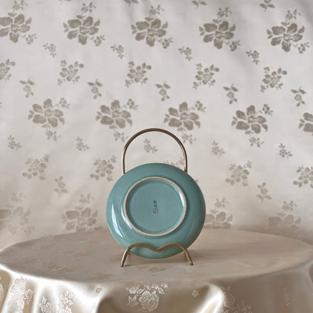 Celadon Plate Set with Inlaid Crane Motif