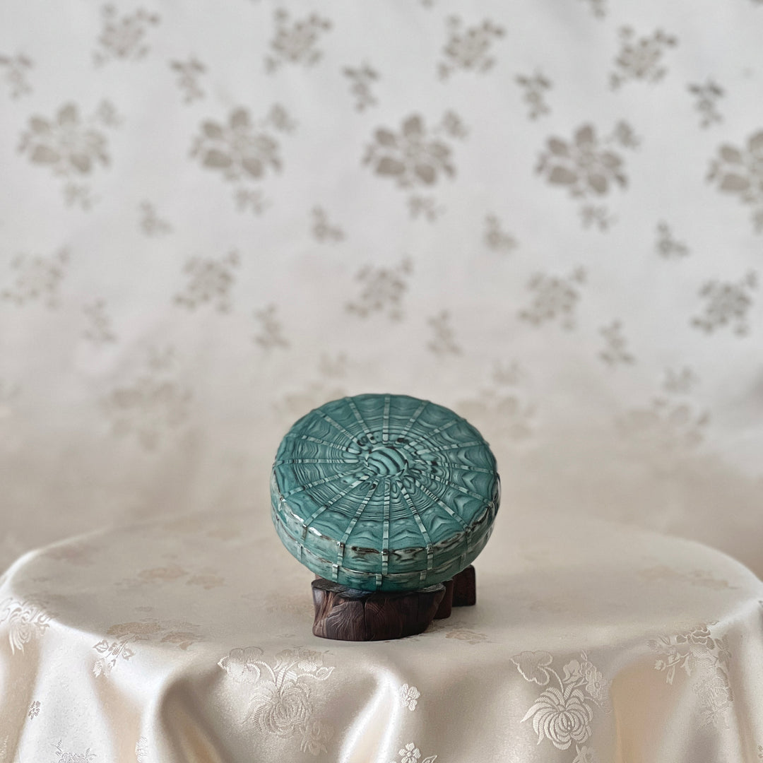 Celadon Covered Box with Mixed Clay (Marble) Design