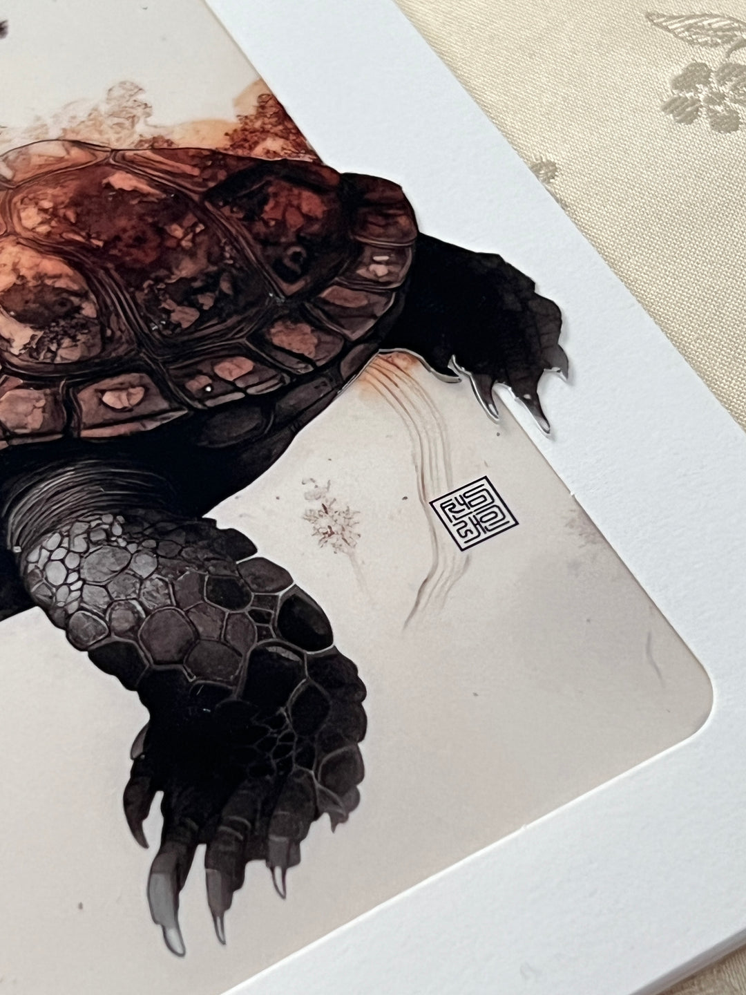 Korean style painting post card with story - turtle