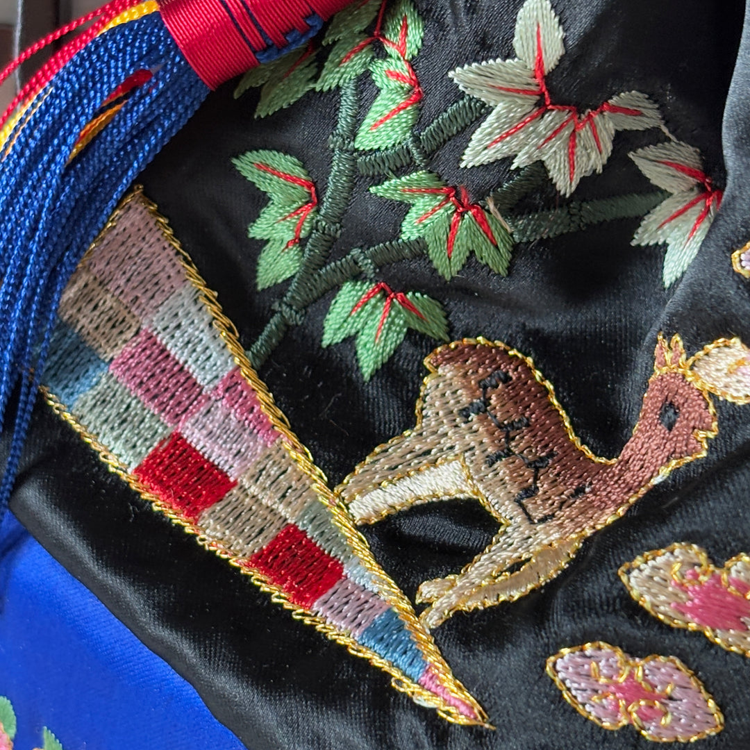 Embroidered Longevity Symbol Five-Colored Lucky Pouch