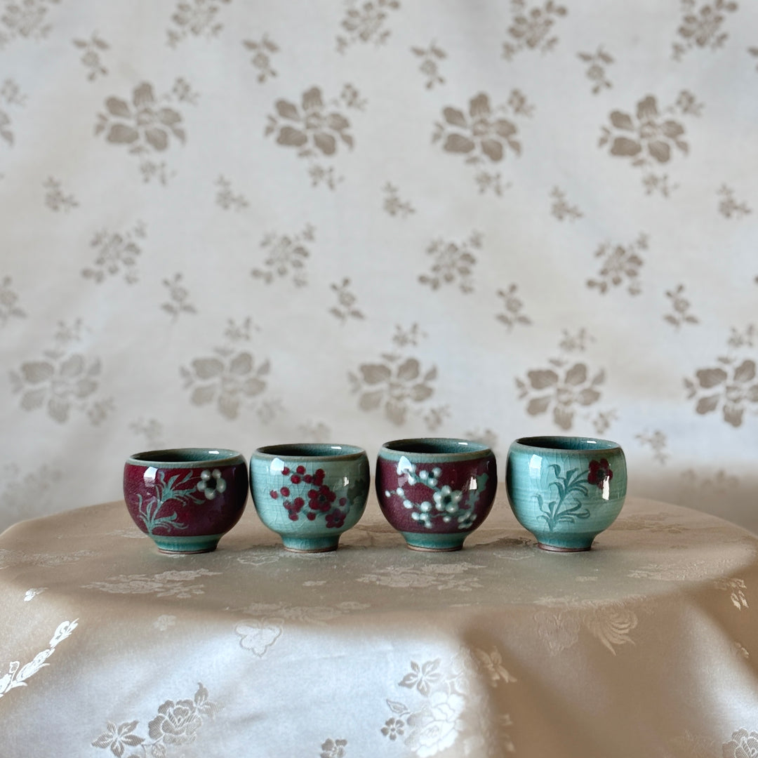 Celadon Cup Set with Distinct Color Inlays