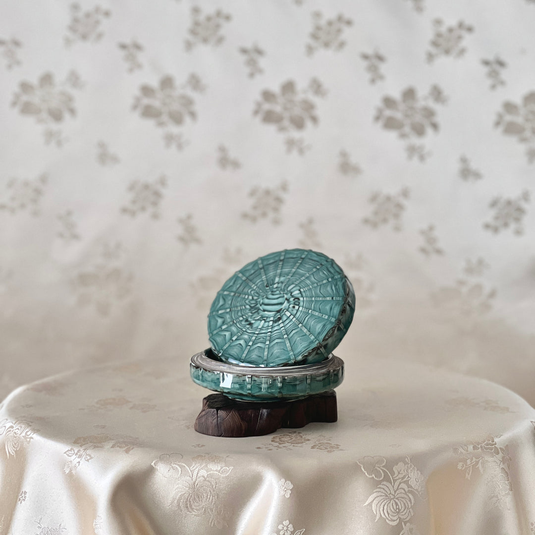 Celadon Covered Box with Mixed Clay (Marble) Design