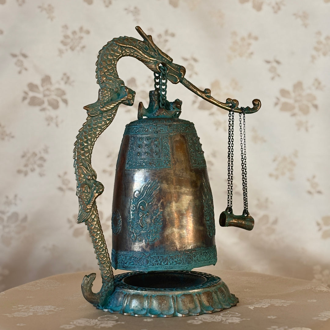 Miniature Replica of the Bell of King Seongdeok in Patinated Green (Large Size)