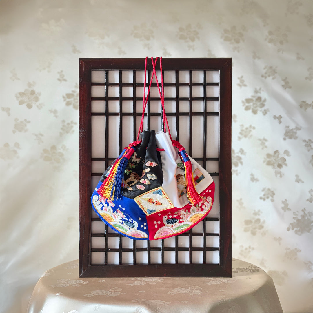 Embroidered Longevity Symbol Five-Colored Lucky Pouch