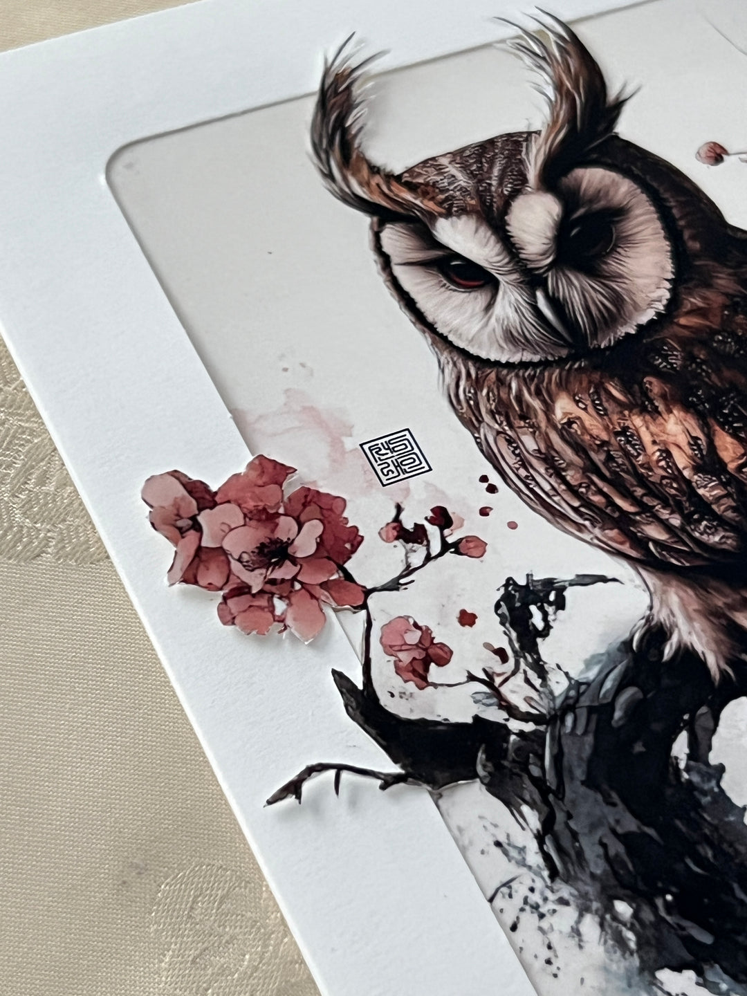 Korean style painting post card with story - owl gwi