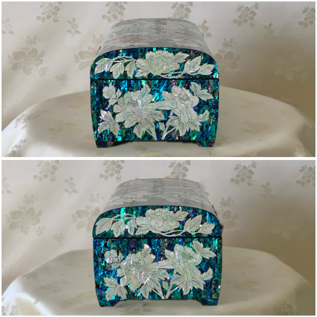 Mother of Pearl Jewelry Box with Peony and Bird Pattern