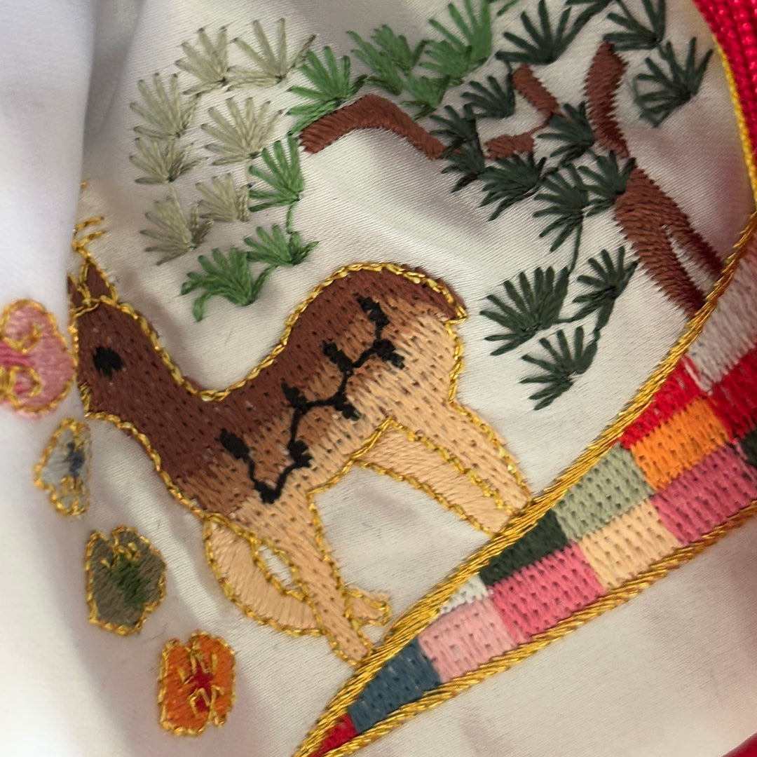 Embroidered Longevity Symbol Five-Colored Lucky Pouch