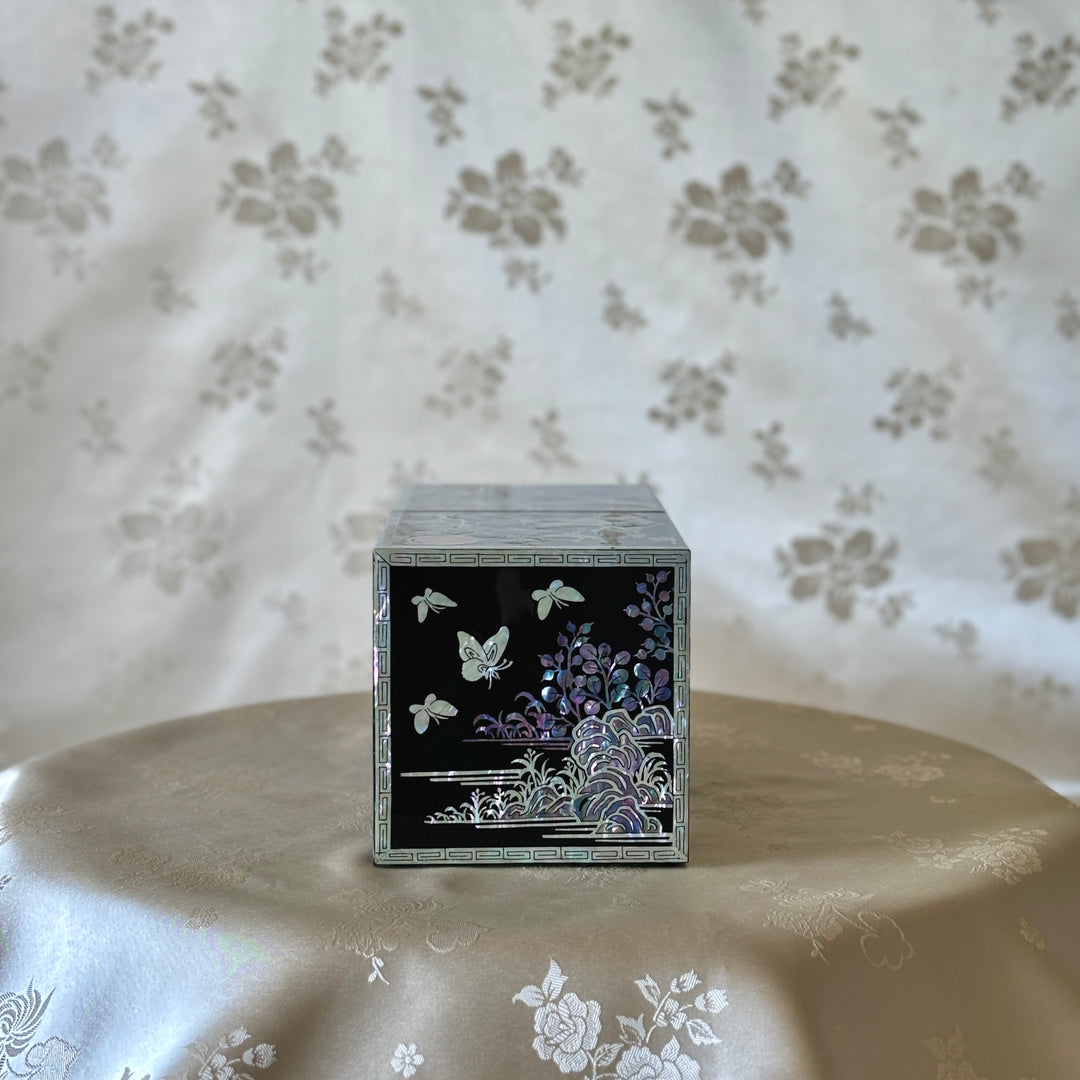 Mother of Pearl Jewelry Box with Pine Tree and Crane Pattern