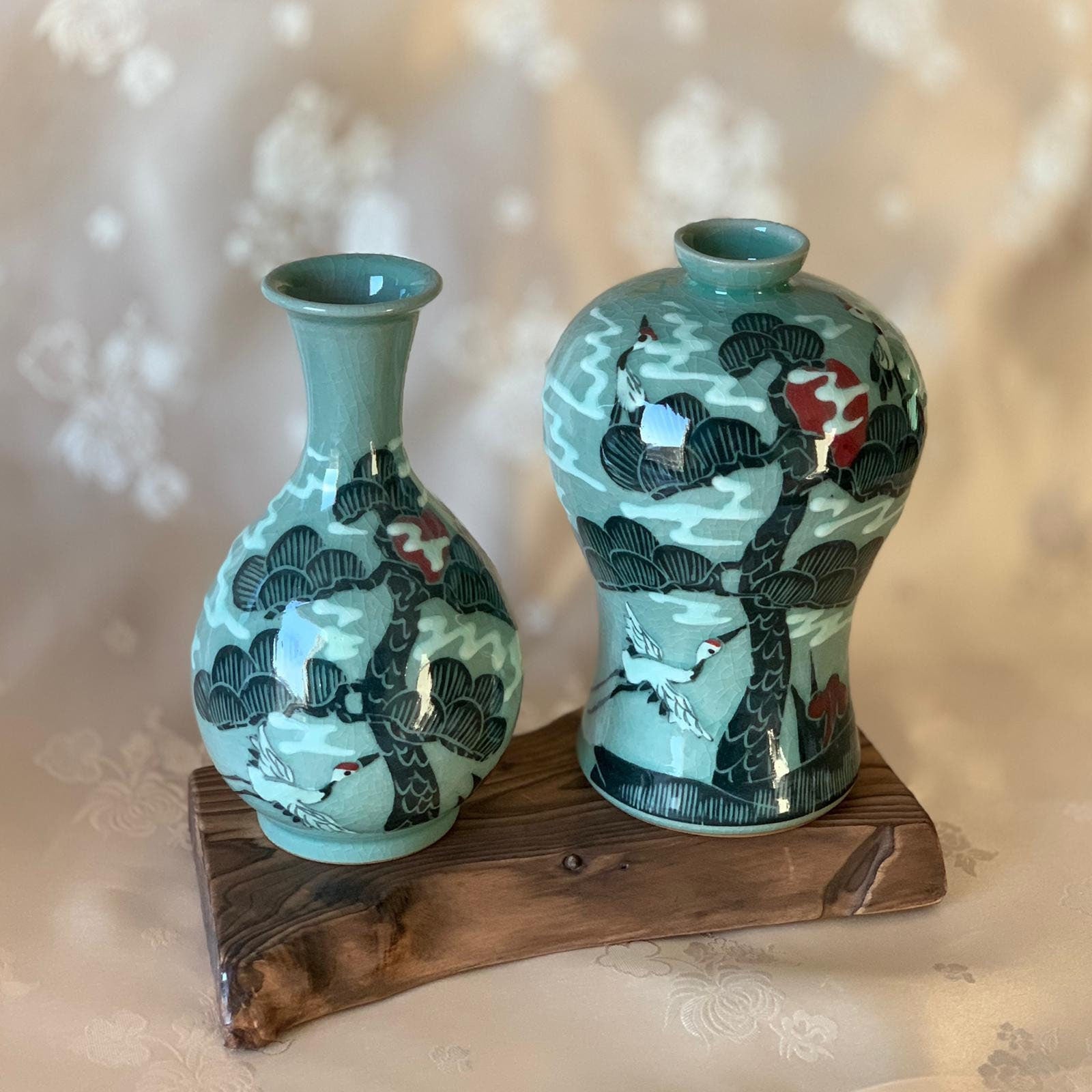 韓国 青磁の花瓶-