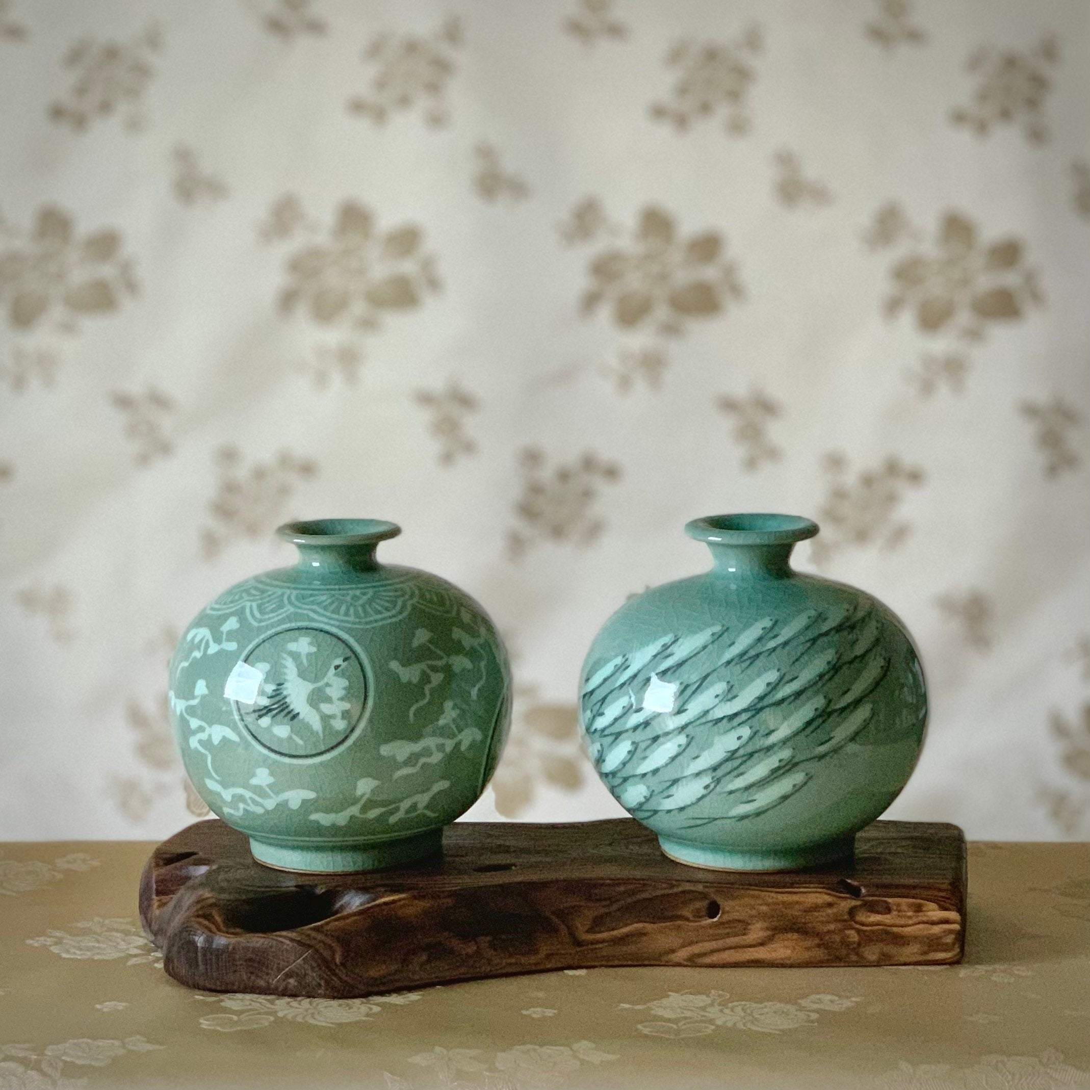 青磁花瓶 ２個セット - 花瓶・フラワースタンド